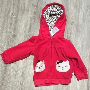 4/$20 Carters Kids Pink Hoodie with Cat Design 12M